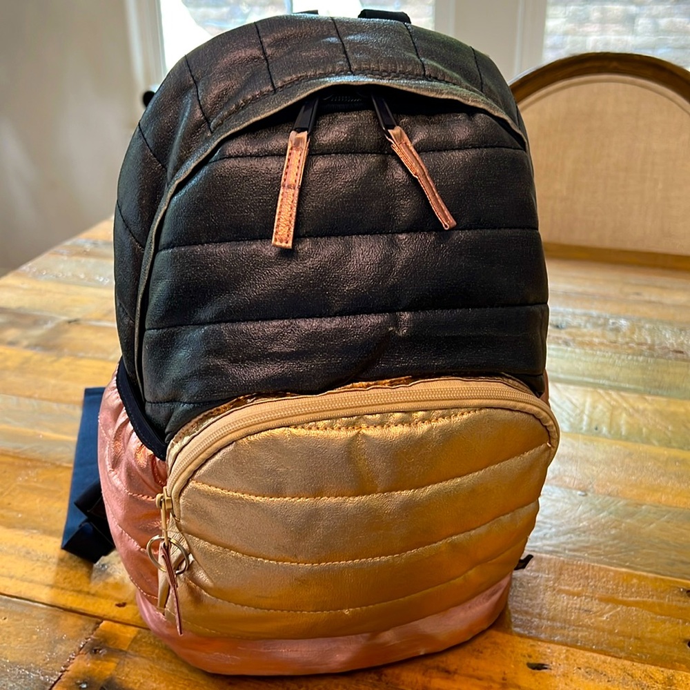 Gap kids navy gold and pink metallic backpack. EUC weathered look GAP travel